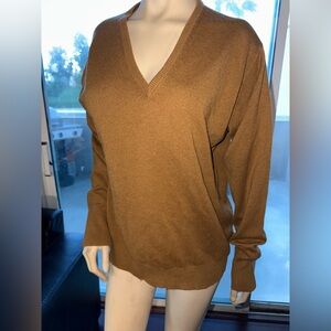 Cashmere Mohamed Beamer V-Neck Brown Sweater